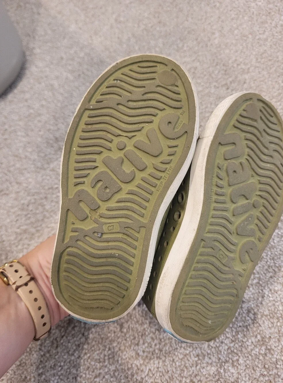 Native Kids Olive Green Slip-On Water-Friendly Sneakers